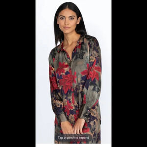 Johnny Was Claret Yrene Button Up Top